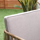 Set da Giardino Divano 2 Poltrone e Tavolino in Rattan Beige