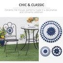 Set Tavolo e 2 Sedie Pieghevoli da Giardino con Mosaico in Metallo