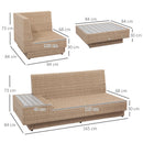 Set da Giardino Divano Angolare e Tavolino in Rattan Marrone chiaro