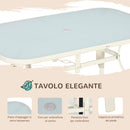 Set Tavolo 6 Sedie e Ombrellone da Giardino in Metallo e Poliestere Bianco