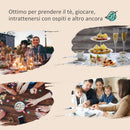 Set Tavolo 6 Sedie e Ombrellone da Giardino in Metallo e Poliestere Bianco