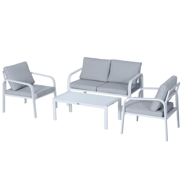 Set da Giardino Divano 2 Poltrone e Tavolino in Alluminio Bianco e Grigio online