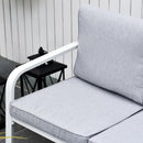 Set da Giardino Divano 2 Poltrone e Tavolino in Alluminio Bianco e Grigio