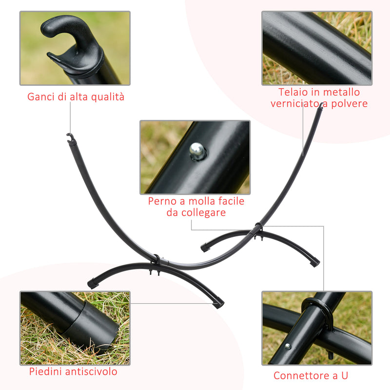 Struttura Amaca da Giardino 300x90x100 cm in Metallo Nero