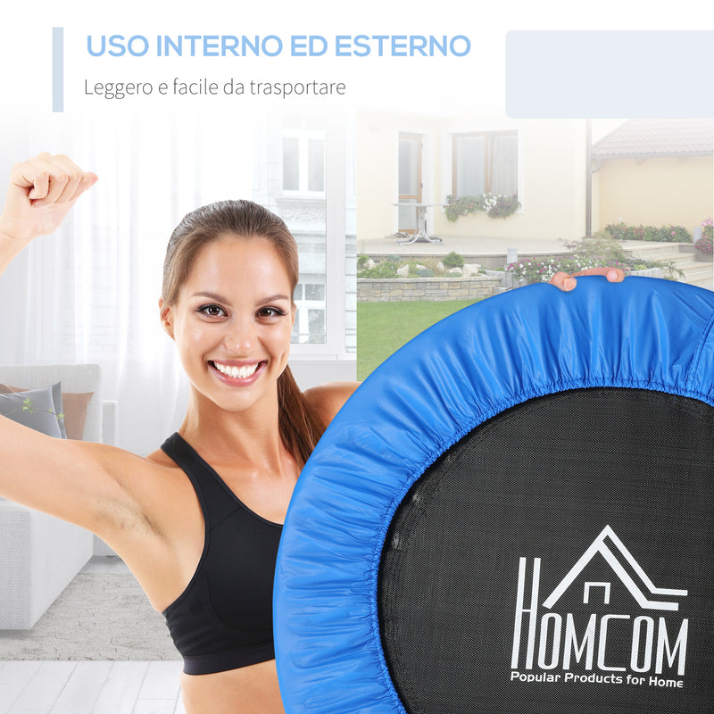 Trampolino Elastico Fitness Ø96,5 cm in Acciaio e PVC Nero e Blu