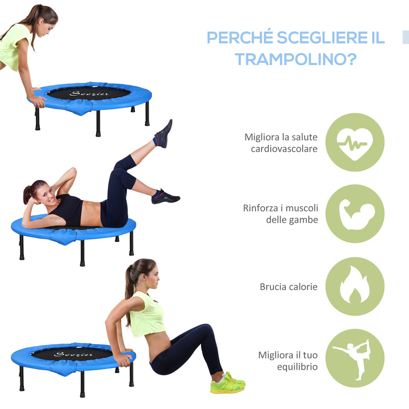 Trampolino Elastico Fitness Ø96,5 cm in Acciaio e PVC Nero e Blu