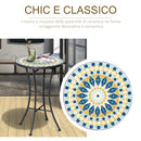 Tavolino da Giardino Ø35,5x53,5 cm in Metallo con Mosaico