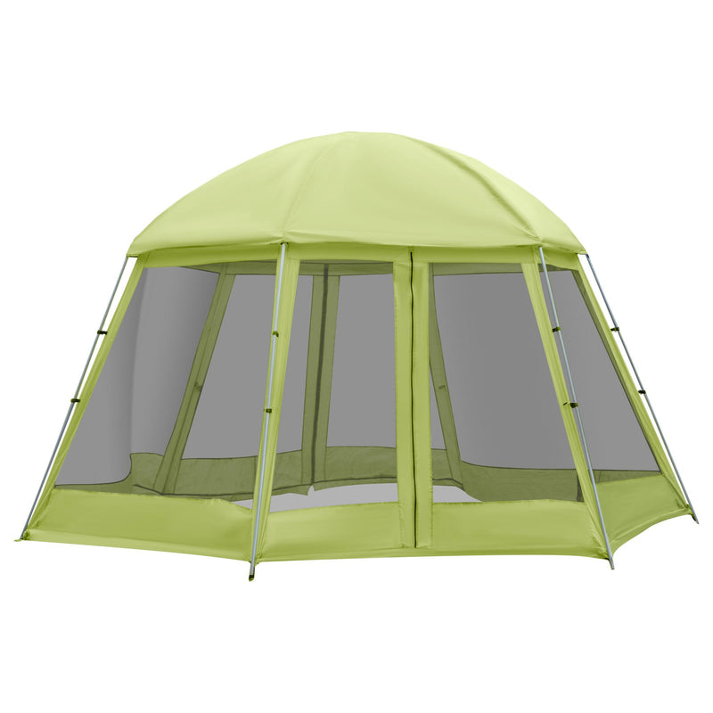 Tenda da Campeggio 6-8 Persone Ø4,93x2,4m in Tessuto Taffetà Verde