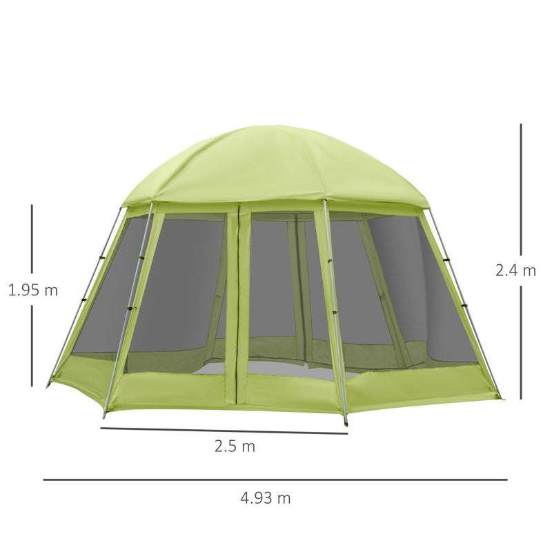 Tenda da Campeggio 6-8 Persone Ø4,93x2,4m in Tessuto Taffetà Verde