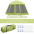 Tenda da Campeggio 6-8 Persone Ø4,93x2,4m in Tessuto Taffetà Verde