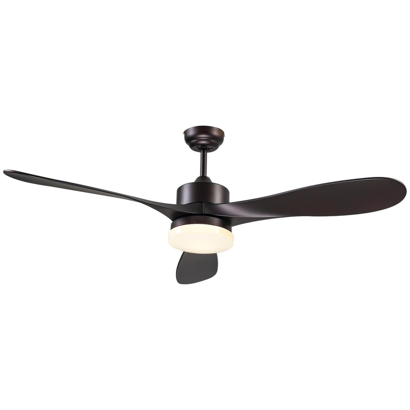 Ventilatore da Soffitto 3 Pale e Lampada LED Ø132x43 cm 6 Velocità Marrone