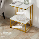Tavolino Basso 45x40x61,5 cm in Metallo e Truciolare Bianco e Oro