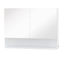 Mobiletto Specchiera da Bagno 2 Ante 1 Ripiano 80x15x60 cm con Luce LED Bianco