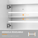 Mobiletto Specchiera da Bagno 2 Ante 1 Ripiano 80x15x60 cm con Luce LED Bianco
