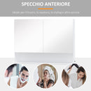 Mobiletto Specchiera da Bagno 2 Ante 1 Ripiano 80x15x60 cm con Luce LED Bianco