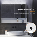 Mobiletto Specchiera da Bagno 2 Ante 1 Ripiano 80x15x60 cm con Luce LED Bianco