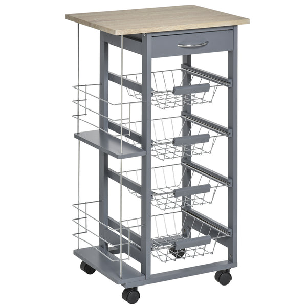 Carrello da Cucina 47x37x83 cm 1 Cassetto 4 Cestelli Ripiani Portaspezie Grigio acquista