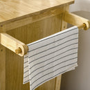 Carrello da Cucina 2 Cassetti 4 Ante 136x47x91,5 cm con Ruote in Legno Naturale