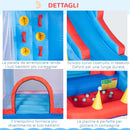 Castello Giostra Gonfiabile 333x280x210 cm con Scivolo Trampolino e Piscina Multicolore