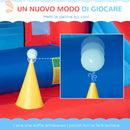 Castello Giostra Gonfiabile 333x280x210 cm con Scivolo Trampolino e Piscina Multicolore