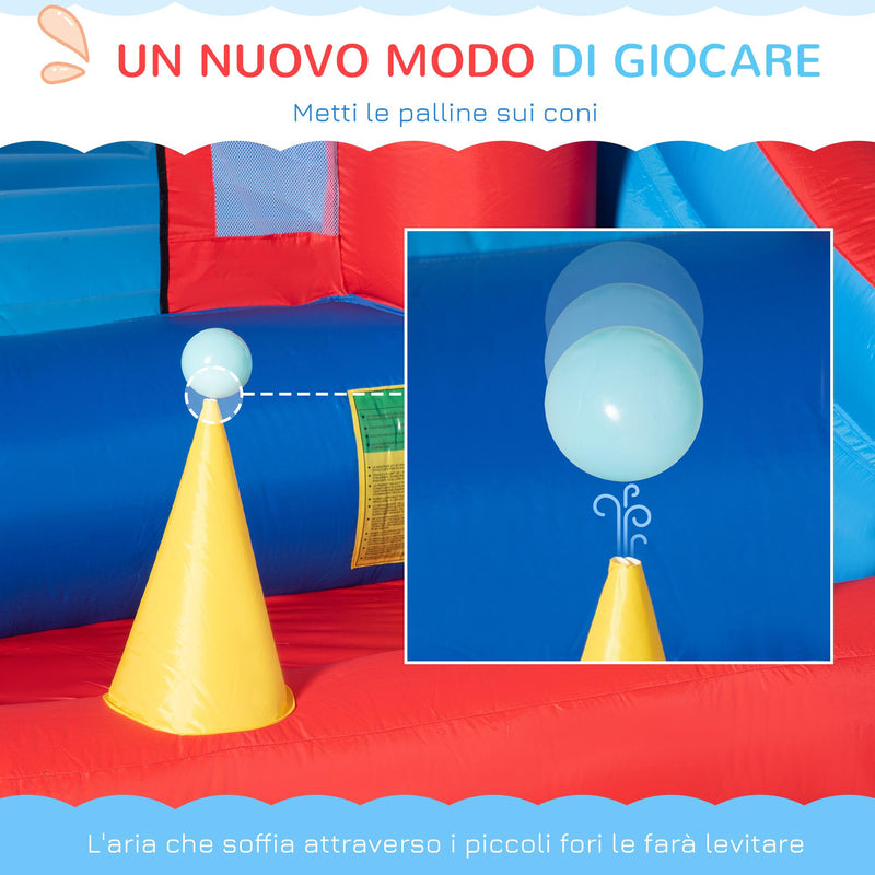 Castello Giostra Gonfiabile 333x280x210 cm con Scivolo Trampolino e Piscina Multicolore