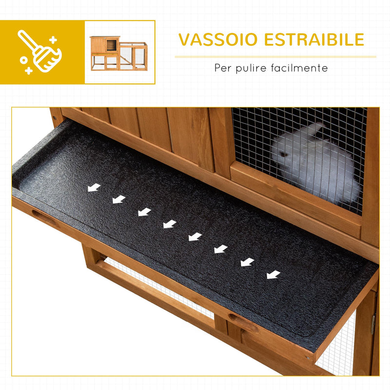 Conigliera da Esterno 141x49x86 cm in Abete e Acciaio Arancione