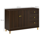 Credenza 3 Cassetti 2 Ante 120x42,5x80 cm in MDF Marrone