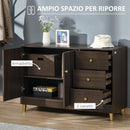 Credenza 3 Cassetti 2 Ante 120x42,5x80 cm in MDF Marrone