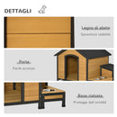 Cuccia per Cani Taglia Media 130x93x92 cm con 2 Poraciotole in Legno di Abete