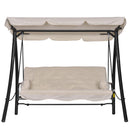Dondolo Letto 3 Posti da Giardino 209x114x170 cm in Metallo e Poliestere Beige