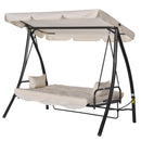 Dondolo Letto 3 Posti da Giardino 209x114x170 cm in Metallo e Poliestere Beige