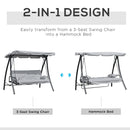 Dondolo Letto 3 Posti da Giardino 209x114x170 cm in Metallo e Poliestere Grigio