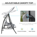 Dondolo Letto 3 Posti da Giardino 209x114x170 cm in Metallo e Poliestere Grigio