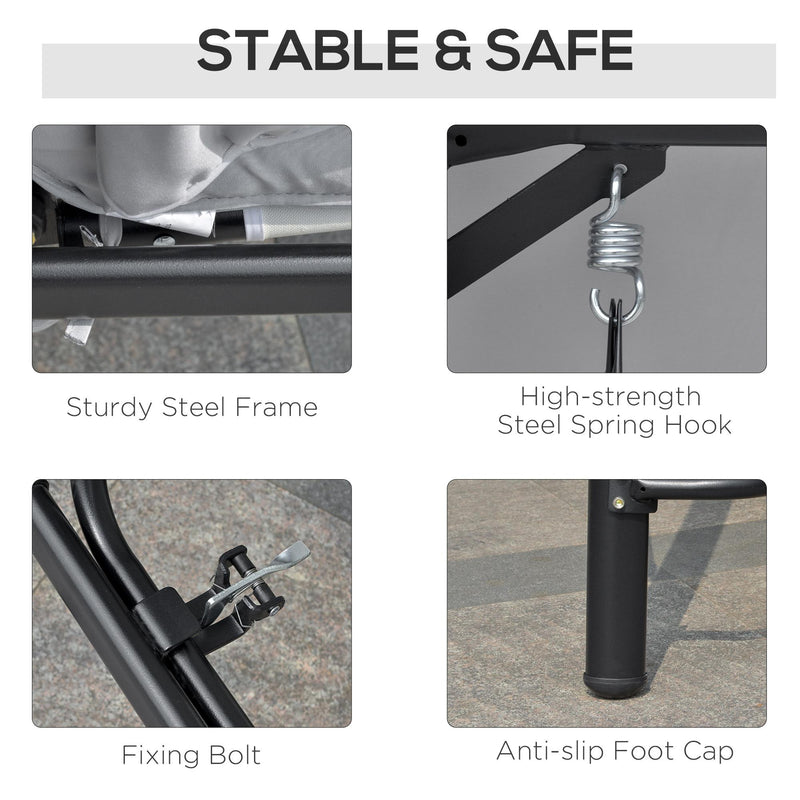 Dondolo Letto 3 Posti da Giardino 209x114x170 cm in Metallo e Poliestere Grigio