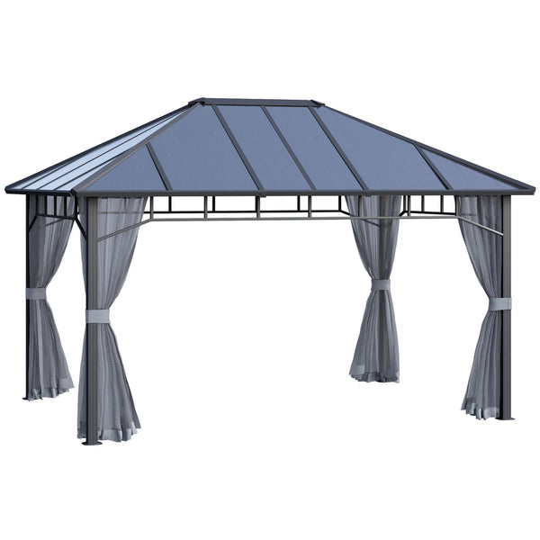 Gazebo da Giardino 4x3m con Zanzariere Tetto in Policarbonato Grigio online