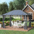 Gazebo da Giardino 4x3m con Zanzariere Tetto in Policarbonato Grigio