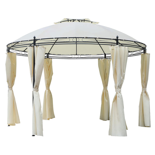 acquista Gazebo da Giardino Ø3,5x2,75m con Tende in Acciaio e Poliestere Bianco