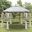 Gazebo da Giardino Ø3,5x2,75m con Tende in Acciaio e Poliestere Bianco