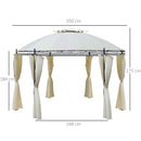 Gazebo da Giardino Ø3,5x2,75m con Tende in Acciaio e Poliestere Bianco