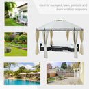 Gazebo da Giardino Ø3,5x2,75m con Tende in Acciaio e Poliestere Bianco