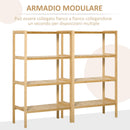 Scaffale 4 Ripiani 62x33x112 cm in Bambù Naturale