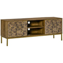 Mobile TV 2 Ante 2 Ripiani 145x39x55 cm in Truciolato e Acciaio Marrone