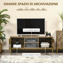 Mobile TV 2 Ante 2 Ripiani 145x39x55 cm in Truciolato e Acciaio Marrone