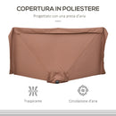 Mezzo Ombrellone da Giardino 230x130x249 cm in Metallo e Poliestere Caffè