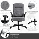 Sedia Poltrona da Ufficio Presidenziale Massaggiante in Tessuto Effetto Lino Grigia