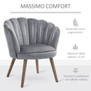 Poltrona Imbottita 66x72x79 cm in Velluto Grigia