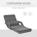 Poltrona Letto Singolo Trasformabile 62x78x70 cm in Tessuto Effetto Lino Grigio