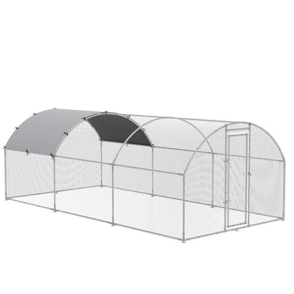 Pollaio Gabbia per Galline 2,8x5,7x2m da Esterno in Acciaio Argento online