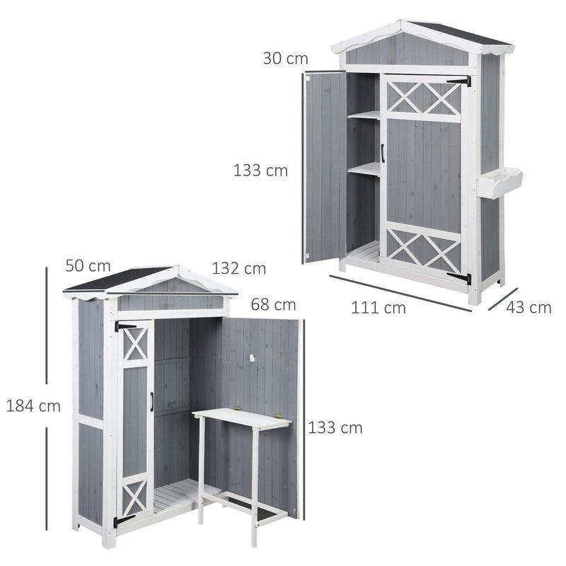 Casetta Box da Giardino 132x50x184 cm in Legno Grigio