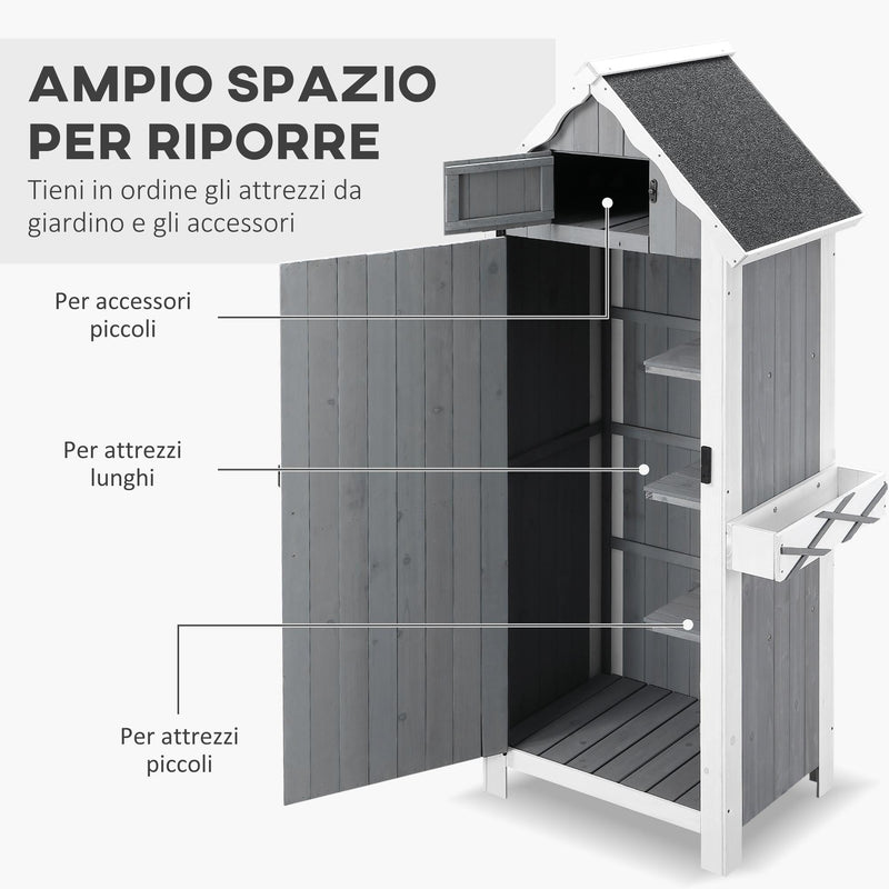 Casetta Box da Giardino 84x54x179 cm in Legno Grigio